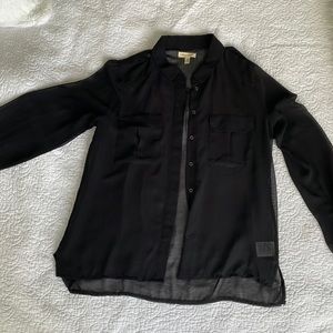 Black Sheer Button Up